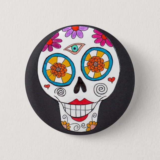 Day of the Dead Skull Button (Front)