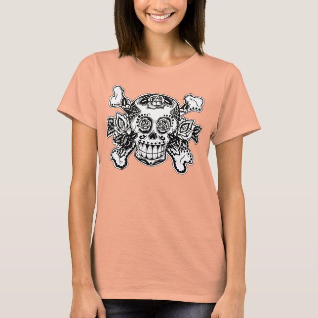 Day of the Dead Skull & Crossbones T-Shirt (Front)