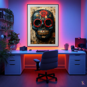 Day of the Dead Skull Mask – Mexican Cultural Poster