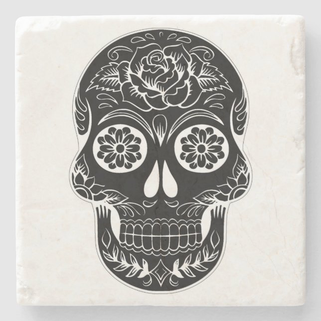 Day of the Dead Skull Stone Coaster (Front)