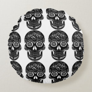 Day of the dead skull Tie by storeman Round Cushion