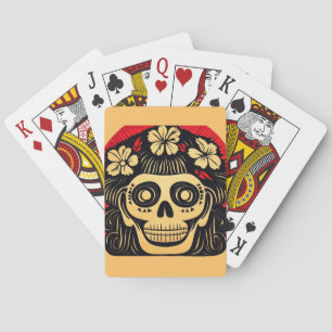 Day of the Dead Skull Woodcut (1) Playing Cards