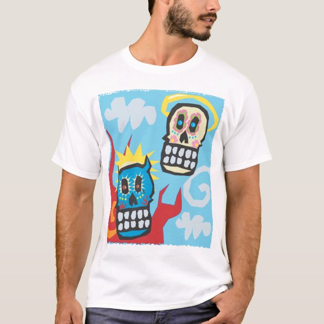 Day of the Dead Skulls Angle and Devil T-Shirt (Front)