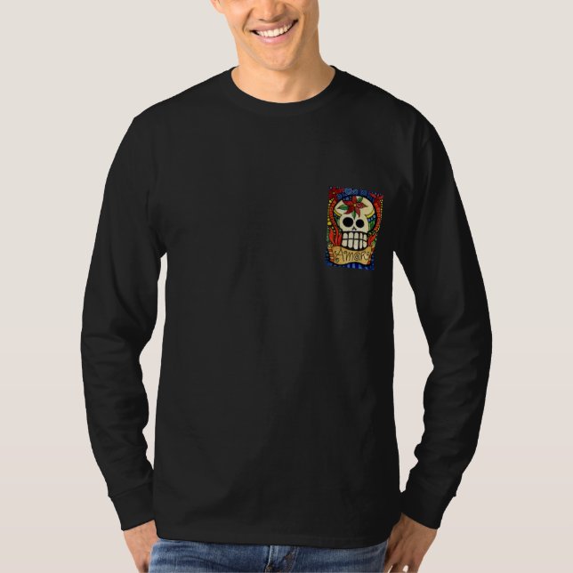 Day of the Dead Skulls / Flaming Heart Shirt (Front)