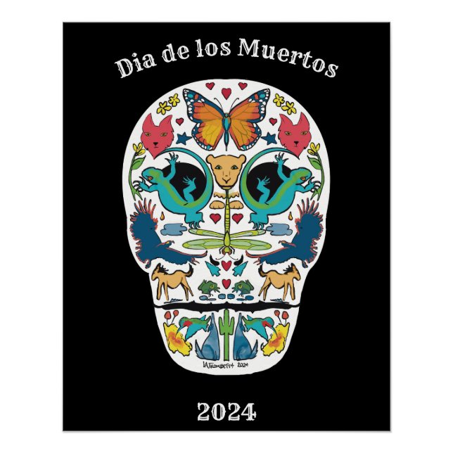Day of the Dead Spirit Animal Sugar Skull Poster (Front)
