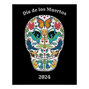 Day of the Dead Spirit Animal Sugar Skull Poster