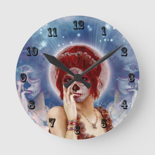 Day Of The Dead sugar doll Round Clock (Front)