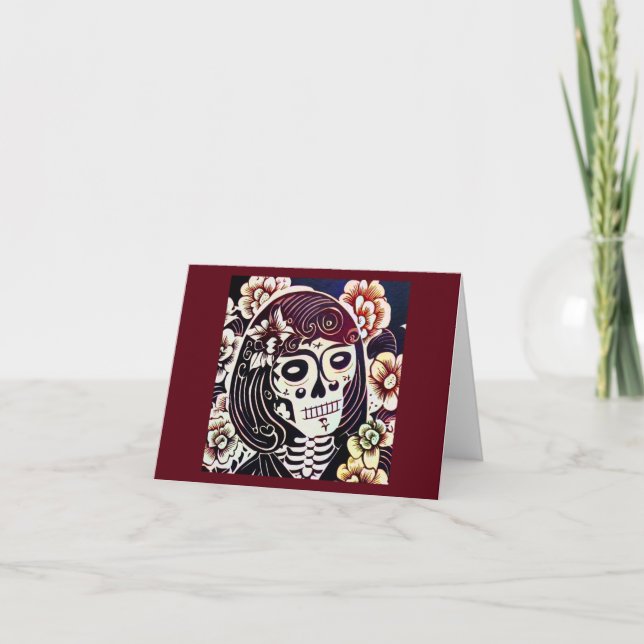 Day of the Dead Sugar Skull 2 Holiday Card (Front)