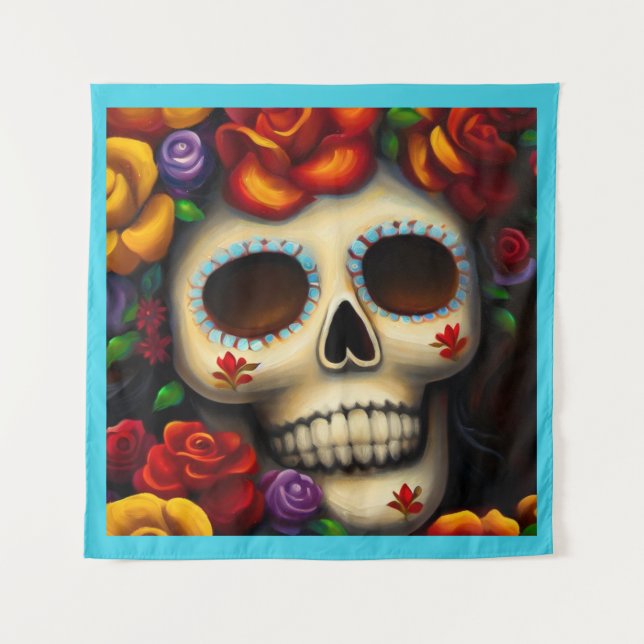 Day of the Dead Sugar Skull 2 Tapestry (Front)