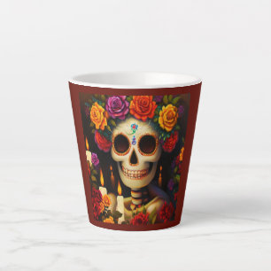 Day of the Dead Sugar Skull 3 Latte Mug