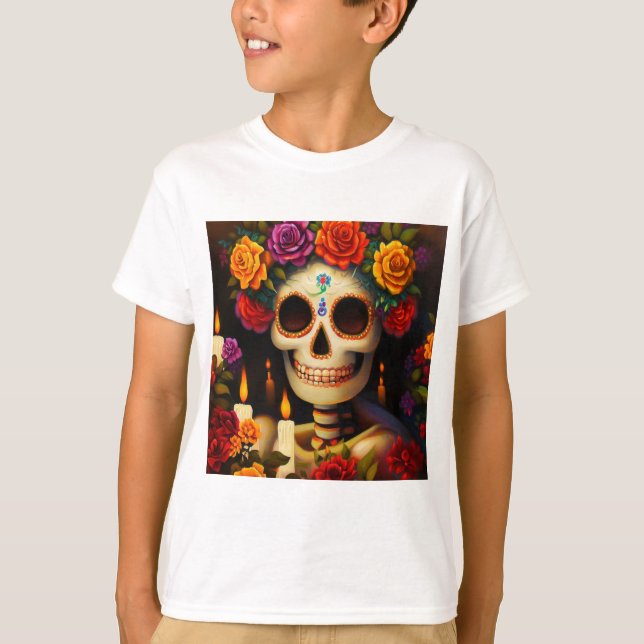Day of the Dead Sugar Skull 3 T-Shirt (Front)