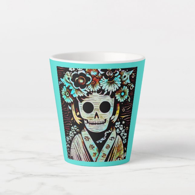 Day of the Dead Sugar Skull 4 Latte Mug (Front)