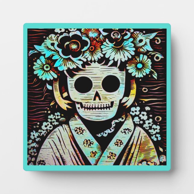 Day of the Dead Sugar Skull 4 Plaque (Front)