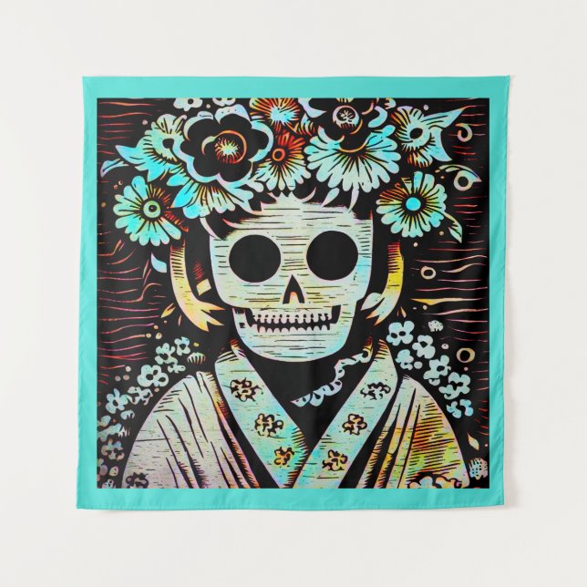 Day of the Dead Sugar Skull 4 Tapestry (Front)