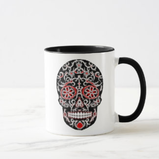 Day of the Dead Sugar Skull - Black, White & Red Mug