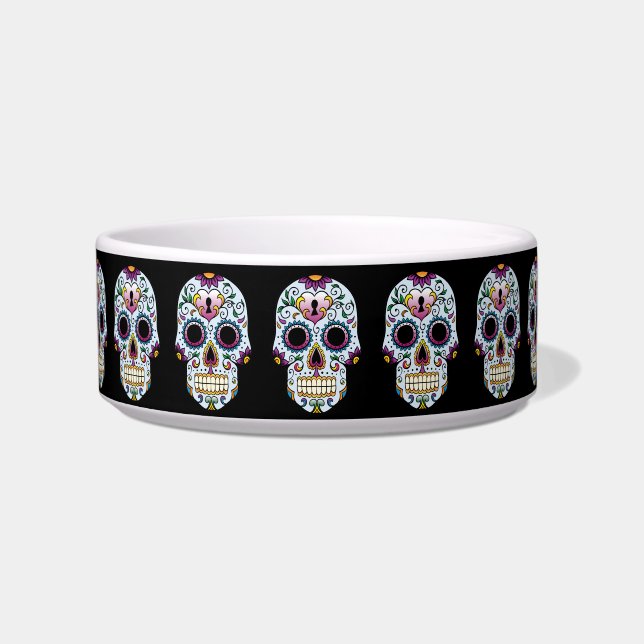 Day of the Dead Sugar Skull Blue Bowl (Front)