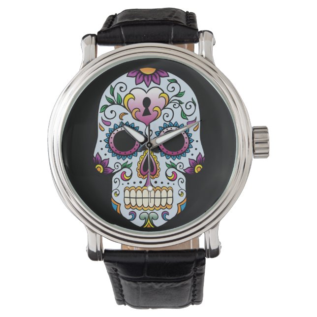 Day of the Dead Sugar Skull Blue Watch (Front)