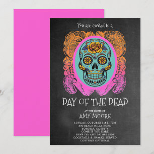 Day Of The Dead Sugar Skull Chalkboard Party Invitation