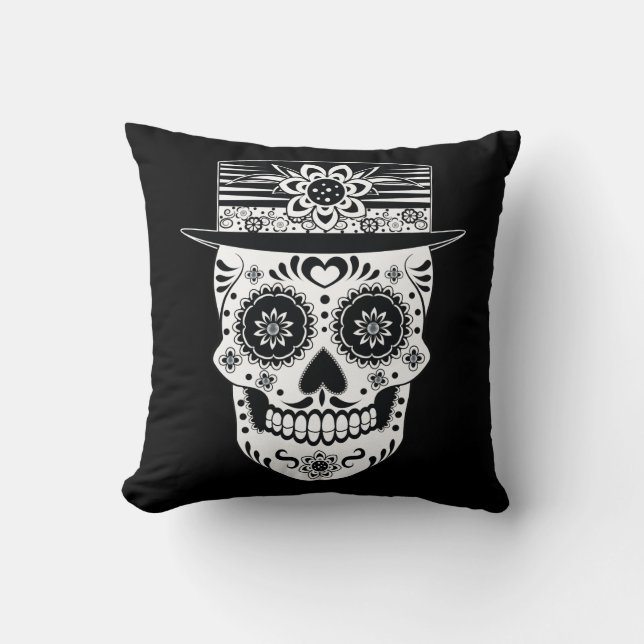 Day of the Dead Sugar Skull Cushion (Front)