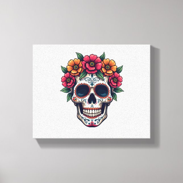 Day of the Dead Sugar Skull – Dia de los Muertos S Canvas Print (Front)