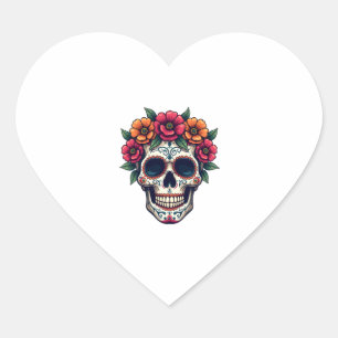 Day of the Dead Sugar Skull � Dia de los Muertos S Heart Sticker