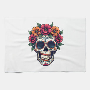 Day of the Dead Sugar Skull � Dia de los Muertos S Tea Towel