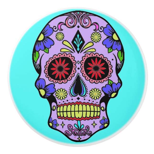 Day of the Dead Sugar Skull Dresser Knob Pull (Front)