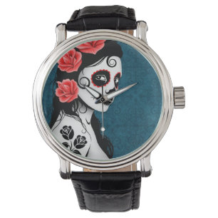 Day of the Dead Sugar Skull Girl - Blue Watch