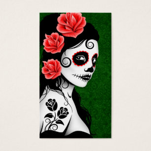 Day of the Dead Sugar Skull Girl - green
