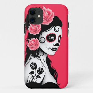 Day of the Dead Sugar Skull Girl - pink Case-Mate iPhone Case