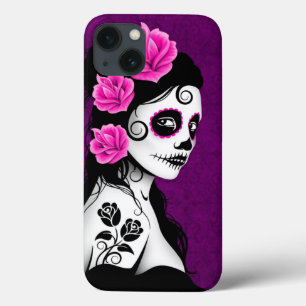 Day of the Dead Sugar Skull Girl - Purple iPhone 13 Case