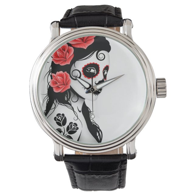 Day of the Dead Sugar Skull Girl - white Watch (Front)