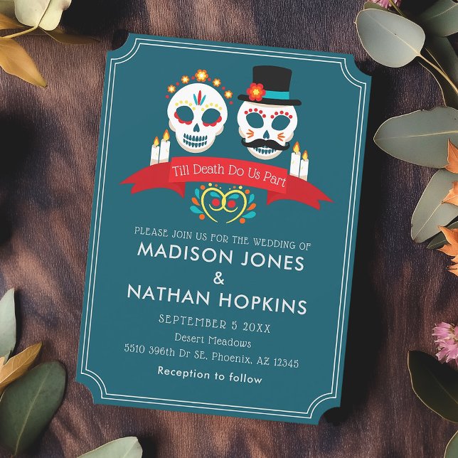 Day of the Dead Sugar Skull Gothic Wedding Invitation (Creator Uploaded)