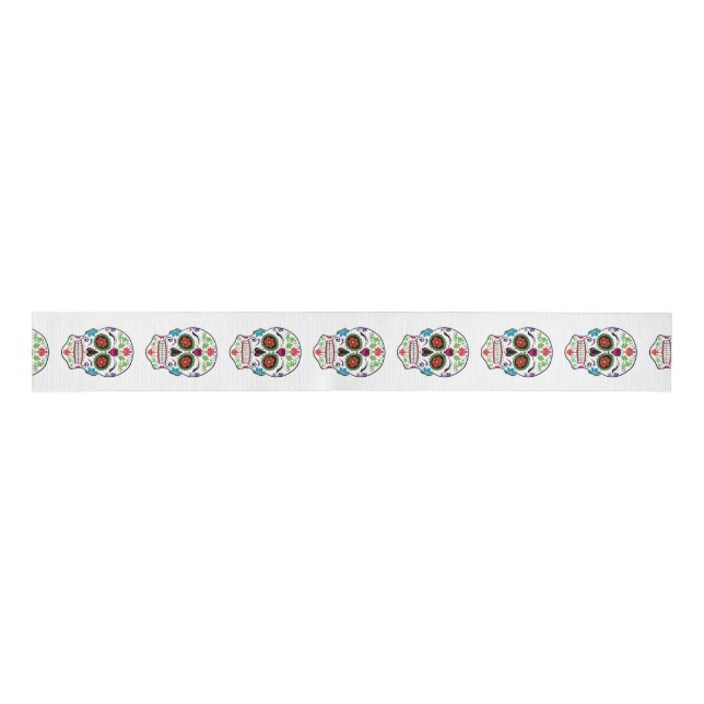 DAY OF THE DEAD SUGAR SKULL GROSGRAIN RIBBON (Front)