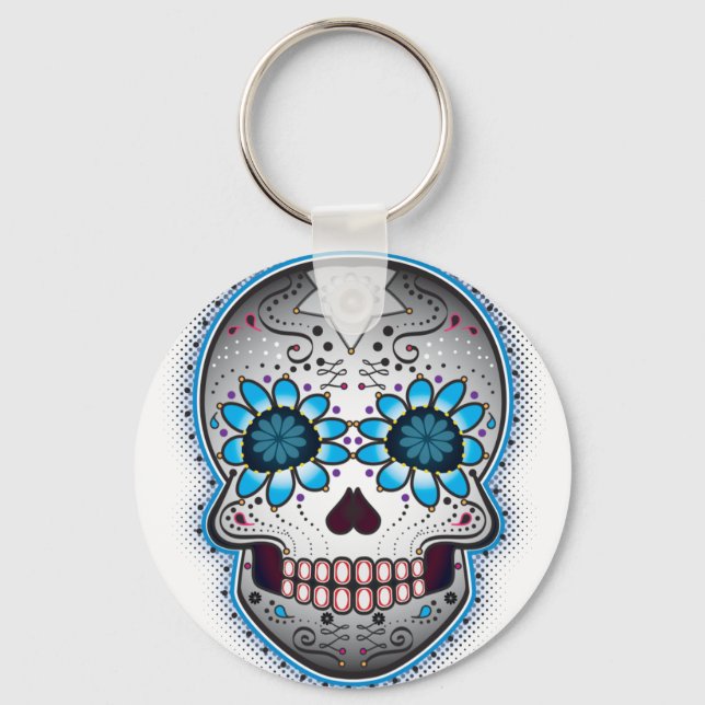Day Of The Dead Sugar Skull Key Ring (Front)