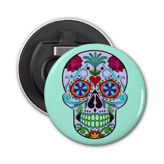 Day of the Dead Sugar Skull Magnet Bottle Opener (Front)
