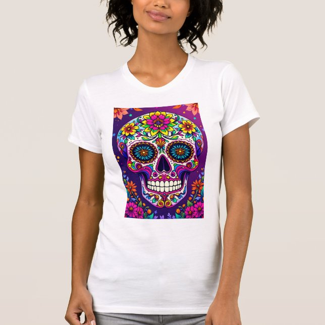 Day of the Dead Sugar Skull Mexican Holiday  T-Shirt (Front)