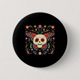 Day Of The Dead Sugar Skull Monarch Butterfly Día 6 Cm Round Badge