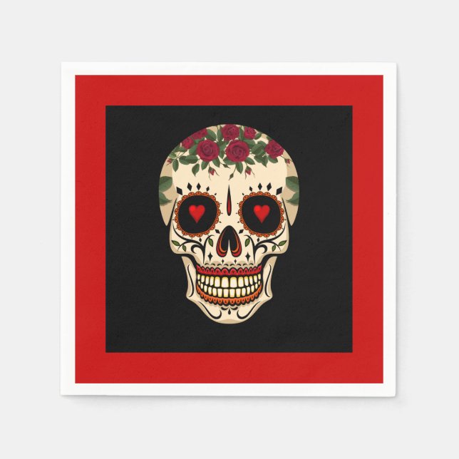 Day of the Dead Sugar Skull Napkin (Front)