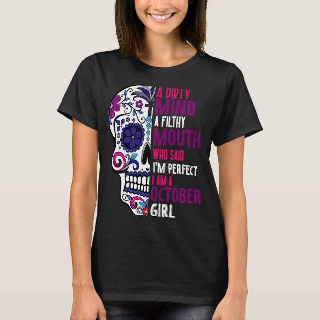 Day Of The Dead Sugar Skull  October GIrl Womens T-Shirt (Front)