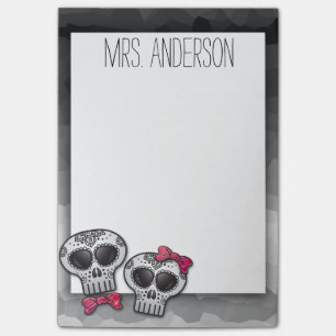 Day of the Dead Sugar Skull Ombre Hot Pink Glitter Post-it Notes