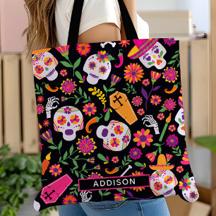 Day Of The Dead Sugar Skull Pattern Personalised Tote Bag