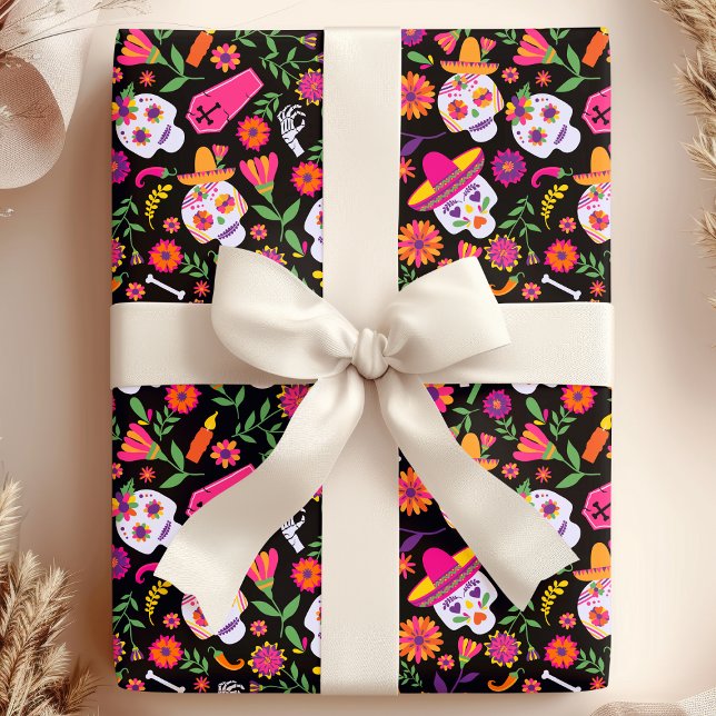 Day Of The Dead Sugar Skull Pattern Wrapping Paper (Creator Uploaded)