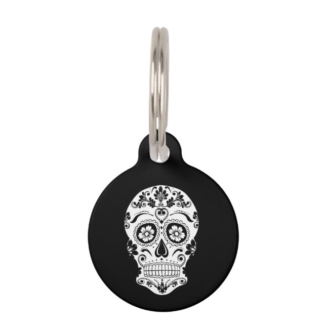 DAY OF THE DEAD SUGAR SKULL PET TAG (Front)