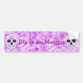 Day of the Dead Sugar Skull-Purple & Multi Fractal Bumper Sticker