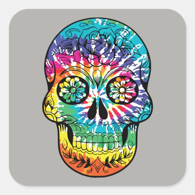 Day of the Dead Sugar Skull Square Sticker (Front)