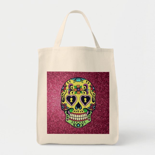 Day of the Dead Sugar Skull Tote Bag (Front)