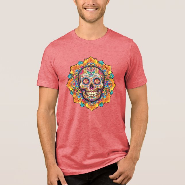 Day of the Dead Sugar Skull Tri-Blend Shirt (Front)