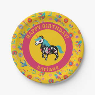 Day of the Dead Sugar Skull Unicorn Birthday Party Paper Plate