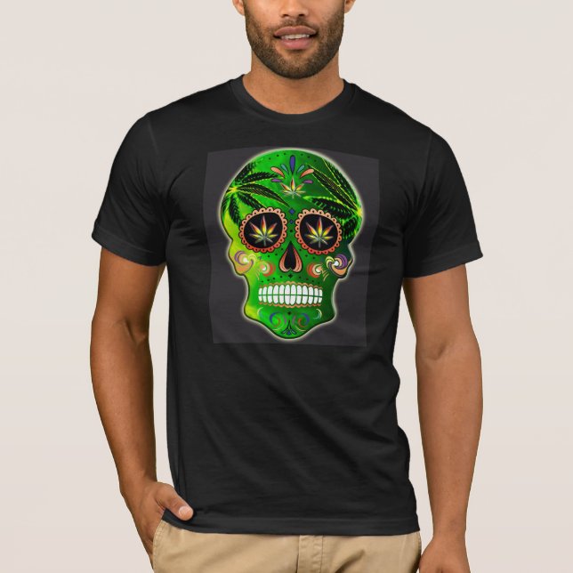 Day of the Dead Sugar Skull weed Shirt (Front)